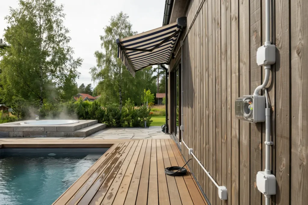 sommarens elprojekt i villan s kra installationer f r pool spabad och markis inf r julihettan